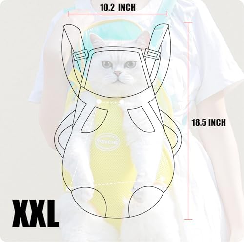 Feya Pet Carrier Backpack, Adjustable Pet Front Cat Carrier Breathable, Easy-Fit for Traveling Hiking for Small Medium Dogs Cats (Powder and Blue Stitching, XXL-(Recommended Weight 12-15 Catties))