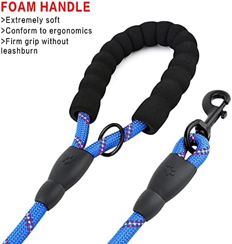 PLUTUS PET Rope Dog Leash 6ft Long,Traffic Padded Two Handle,Heavy Duty,Reflective Double Handles Lead for Control Safety Training,Leashes for Large Dogs or Medium Dogs,Dual Handles Leads(Navy Blue)