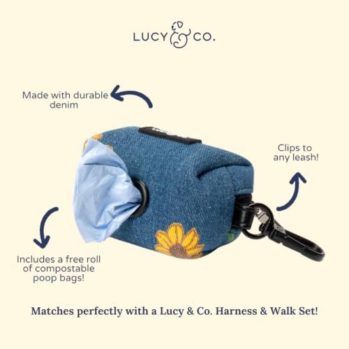 Lucy & Co. Sunflower Power Denim Poop Bag Holder