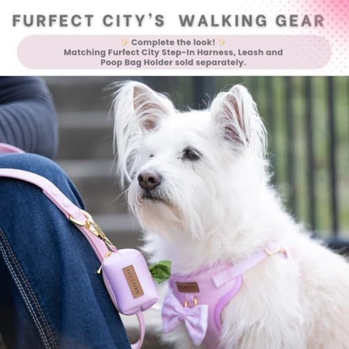 Dog Poop Bag Holder with Leash attachment, Waste litter bag container, Lead accessories, Metal hook hands free holder, Zipper pouch stylish gold hardware (Pink)