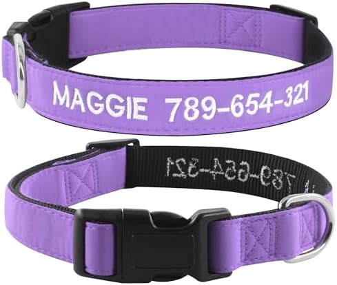 Kuley Personalized Dog Collar, Embroidered with Pet Name and Phone Number