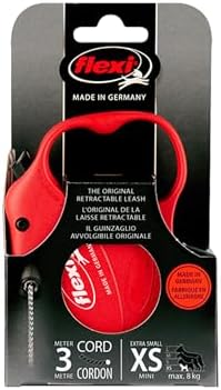 Flexi Basic Standard Cord Red Mini Extra Small 3m Retractable Dog Leash/Lead for Dogs up to 8kgs/18lbs