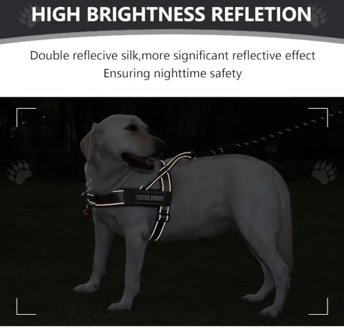Dog Harness, Upgraded Escape Proof Adjustable Vest Puppy Outdoor Walking, Soft Breathable Jacket with Reflective Strips for Dark Night (Black, M)