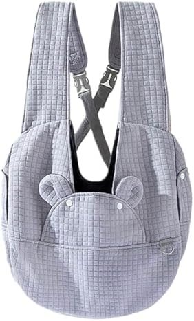 Dog Carrier Backpack, Cute Bear Shape Crossbody Chest, Dog Travel Bag, Small Dog Cat Go Out Bag, Comfort Breathable Puppy Bags, Portable Adjustable for Small Dogs Cats Outdoor Travel (Grey)