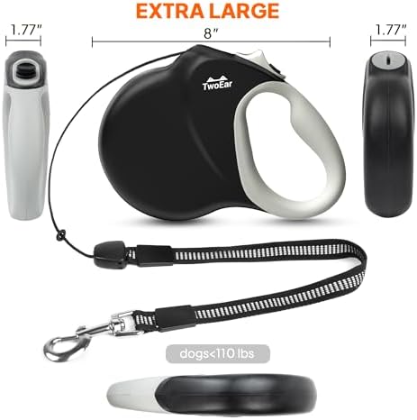 Twoear 30FT Retractable Dog Leash for Medium & Large Dogs up to 110 LBS
