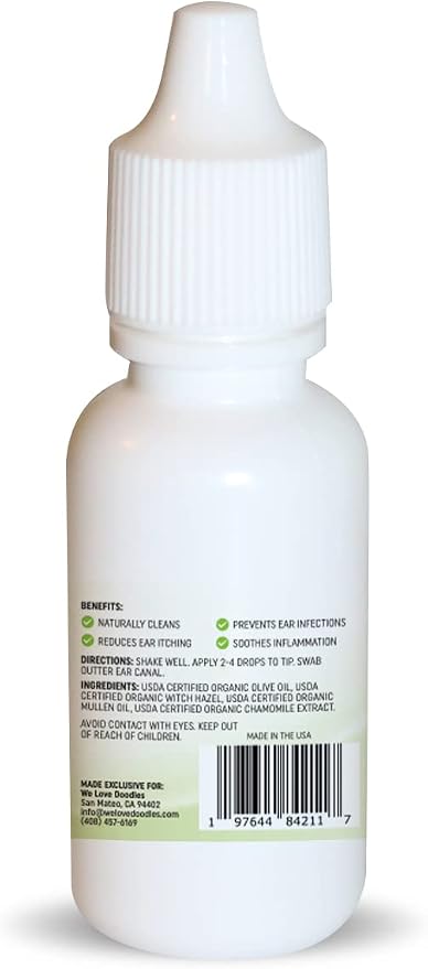 Ear Serum for Dogs, Dog Ear Cleaning Solution, Natural, Made in USA, 1oz | Advanced Dog Ear Cleaning, Reduces Itching, Odor & Wax, Ear Drops for Dogs, Golden Doodle & Poodle Ear Flush, Puppy Essential