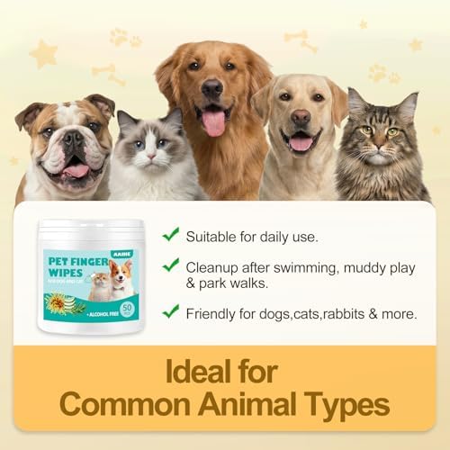 Dog Ear Finger Wipes for Dogs & Cats, Green Tea Scent, 50 Count