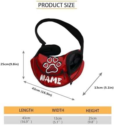 COEQINE Personalized Red Dog Paw with Name Puppy Carrying Bag Custome