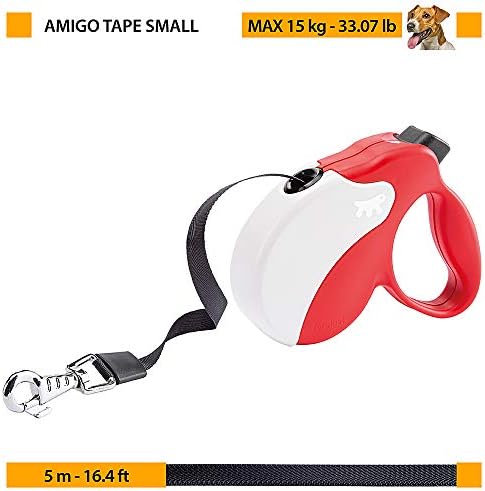 Ferplast Retractable Dog Lead Extendable Dog Leash Amigo Tape S, Extending Tape, 5 m, Max 15 kg, Black