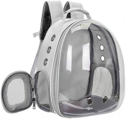 Transportín de Mochila burbuja para mascotas pequeñas y medianas – Diseño de cápsula transparente y transpirable – Bolso de viaje aprobado por aerolíneas, Color personalizado (Grey)