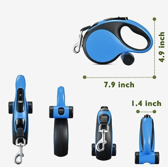 OUTnWILD Retractable Dog Leash - Retractable Dog Leash 16ft for Breeds Up to 66lbs. 360° Tangle Free Design with One Touch Quick-Lock Braking System&Anti-Slip Handle (Blue)
