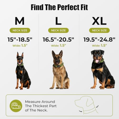 Tactical AirTag Dog Collar with Holder for Medium Large Dogs, Green, L