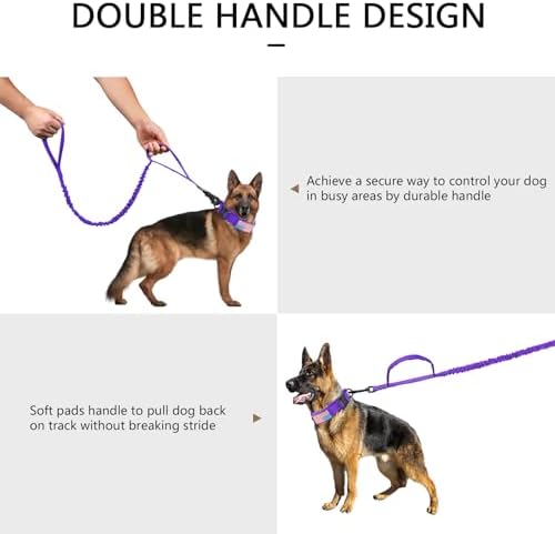 DAGANXI Tactical Dog Collar, Adjustable Military Training Nylon Dog Collar with Control Handle and Heavy Metal Buckle for Medium and Large Dogs, with Patches and Airtags Case (Purple-Set, M)