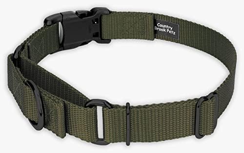 Martingale Dog Collar - Heavy Duty Nylon Adjustable Martingale Dog Collar with Plastic Buckle for Small Medium Large Breeds - 30+ Colors (5/8 Inch, Extra Small, Dark Olive Drab)
