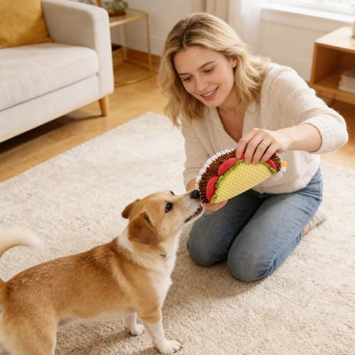 PrimePets Plush Taco Dog Toy, Dog Squeaky Toys for Small Medium Large Dogs