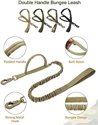 Personalized Tactical Dog Collar Handle with Name Phone Number Tags, Custom Military Pet Collars for Medium Large Breeds