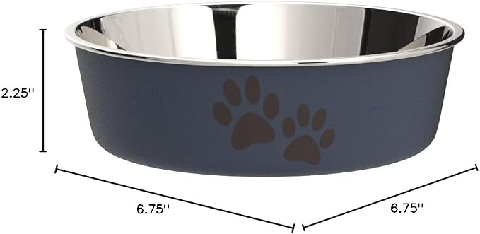 Loving Pets Bella Dog Bowls- Stainless Steel Dog & Cat Bowls - Spill Proof Dog Food Bowl, Cat Bowl, Puppy Essentials & Pet Supplies Great for Home & Travel (Medium 20-35 lbs, Blueberry)