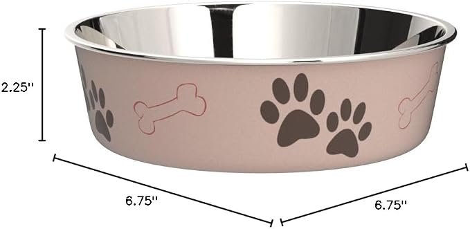 Loving Pets Bella Dog Bowls- Stainless Steel Dog & Cat Bowls - Spill Proof Dog Food Bowl, Cat Bowl, Puppy Essentials & Pet Supplies Great for Home & Travel (Medium 20-35 lbs, Paparazzi Pink)