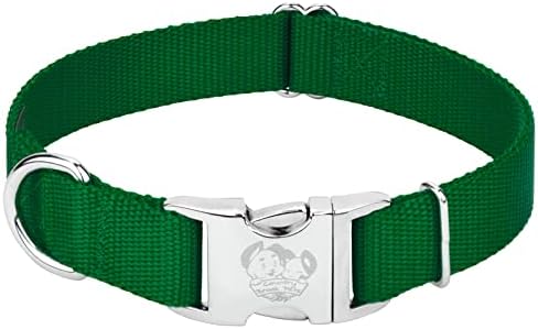 Country Brook Petz - Premium Nylon Dog Collar with Metal Buckle for Small Medium Large Breeds - 30+ Colors (Large, 1 Inch, Christmas Green)