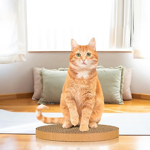 Scratch and Spin Cat Scratcher Replacement Pads for Active Play, Natural Recycled Corrugated Cardboard, Supports Pet Behaviors, Relieves Stress - 3 Count