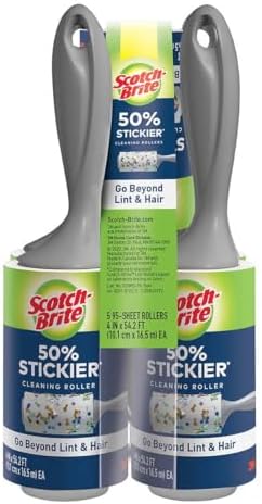 Scotch Brite 3M Lint Roller 50 % Sticker 5 Pk/95 Sheets (Net Sheet 475 ), 475Count