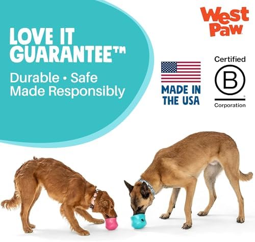 WEST PAW Zogoflex Toppl Interactive Treat Dispensing Puzzle Dog Toy for Mental Stimulation & Enrichment-Holds Kibble & Treats-Lickable, Freezable & Dishwasher Safe-Made in USA-Small-Geranium