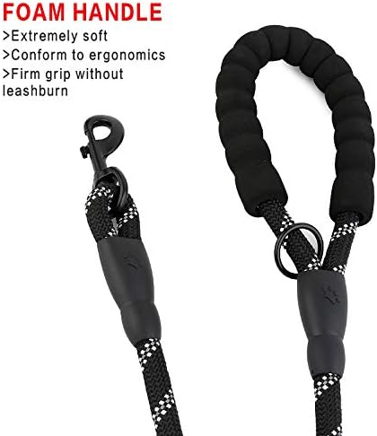 Plutus Pet Rope Dog Leash with Double Handles, 6 FT Long, Reflective