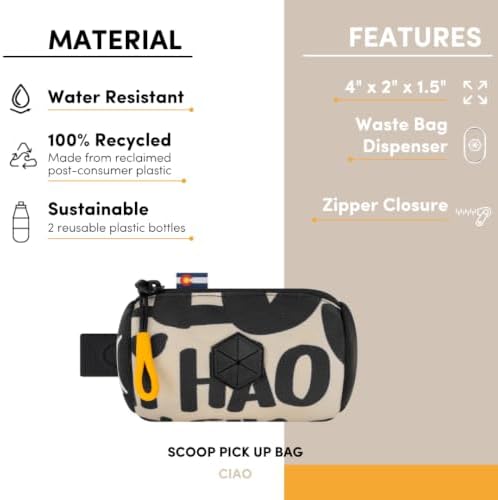 OllyDog Scoop Pick Up | Dog Poop Bag Holder | Lightweight & Water-Resistant Dispenser | Leash Attachment for Hands-Free Carry | Fits Standard Waste Bag Rolls (Ciao)