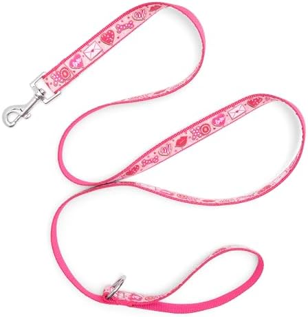 THE WORTHY DOG Fun Patterns Stylish Dog Leash, 5ft Length, Love & Kisses