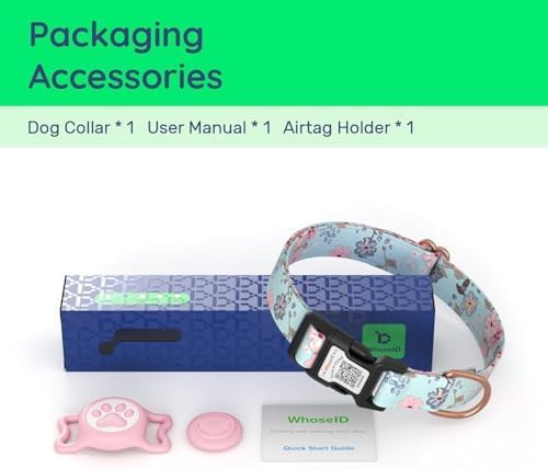 Airtag Dog Collar,with Waterproof airtag Holder,Original Stylish Cute Pattern Design.QR Code ID Buckle,Comfortable Soft Cotton for Small Medium Large Dogs