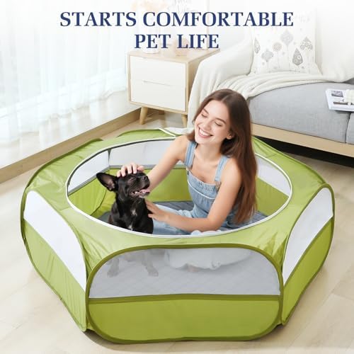 Pawaboo Pee Pad for Dogs and Cats, Hexagon Small Animals Cage Tent Pee Pad, Pet Absorbent Mat Reusable Dog Playpen Liner, Pet Fence Mat with Non-Slip Rubber Pads for Indoor/Outdoor, 44.5in, Gray