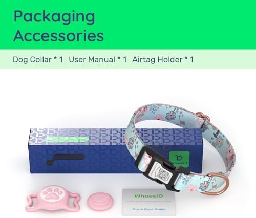 Airtag Dog Collar,with Waterproof airtag Holder,Original Stylish Cute Pattern Design.QR Code ID Buckle,Comfortable Soft Cotton for Small Medium Large Dogs