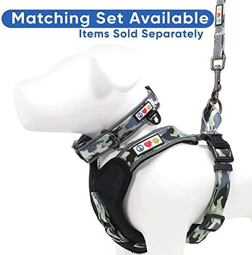 Pawtitas Camouflage Reflective Dog Collar, Medium, Grey Camo, Nylon, for Dogs, Adjustable, Machine Washable
