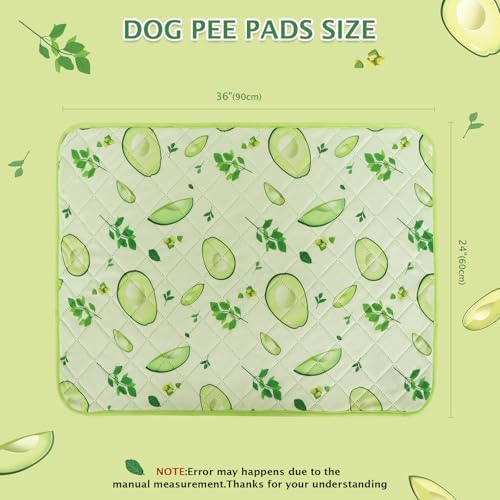 BVAGSS Washable Pee Pads for Dogs, 2 Pack Reusable Leakproof Puppy Wee Wee, Non-Slip Waterproof Pet Training, Super Absorbent Whelping XH081 (Avocado, 36X24 Inch)