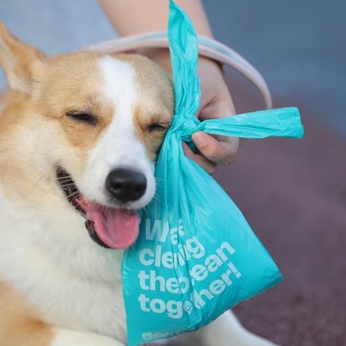 Deo Doo Dog Poop Bags with Handles 144 Bags, Ocean-Recycled, Unscented