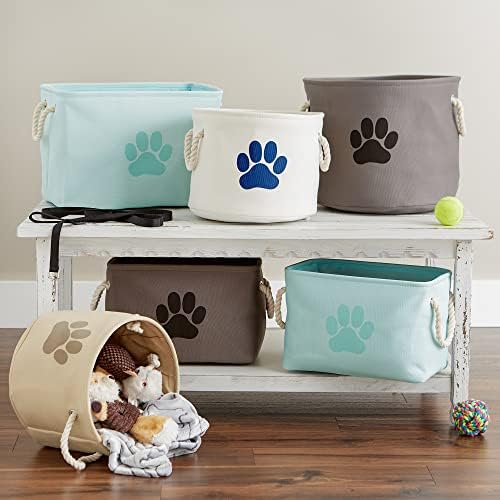 Bone Dry Pet Storage Collection Collapsible Bin, Medium Round, Gray