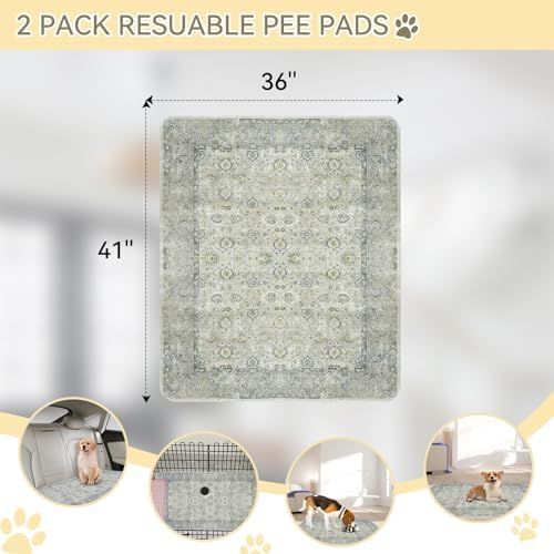 Washable Pee Pads for Dogs, Waterproof Leakproof Reusable Puppy Pads, Super Absorbent adn Non-Slip Whelping Training Pads Litter Mat for Furniture Protector Pet Housebreaking