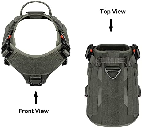 ICEFANG Tactical Dog Harness for Large Dogs,Full Metal Buckles Dog Vest