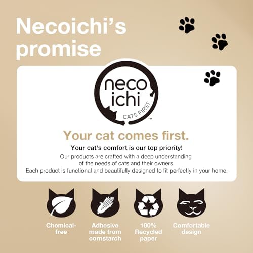 Necoichi Cat Scratcher Bowl for Indoor Cats - Cat Scratching Lounger with Reversible Usability and Extra Comfort for Lounge, Cardboard Bed Couch / (XL, Oak)