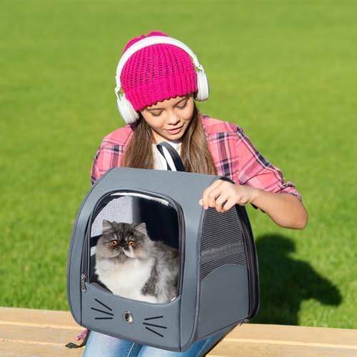 Cat Backpack Carrier, Dog Carrier Backpack for Hiking, Travelling, Camping, Portable Pet Backpack, Ideal for Small Animals & Puppies(Grey)