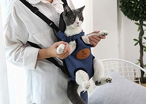 Front Cat Dog Backpack Travel Bag Sling Carrier Portable Outdoor Lightweight and Soft Comfortable Puppy Kitty Rabbit Double-Sided Pouch Shoulder Carry Tote Handbag Blue Small
