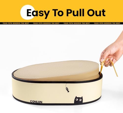 Conlun Oval Cat Scratcher Box with 4 Scratching Pads | Medium