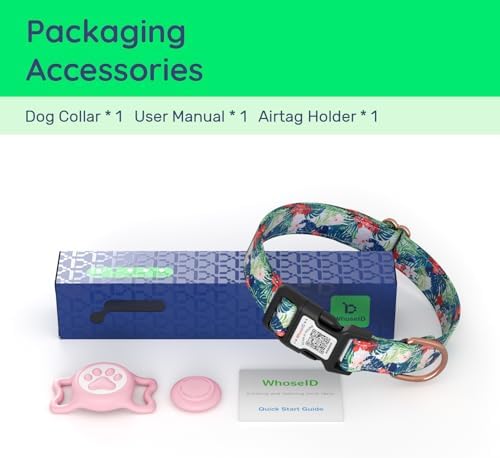 Airtag Dog Collar,with Waterproof airtag Holder,Original Stylish Cute Pattern Design.QR Code ID Buckle,Comfortable Soft Cotton for Small Medium Large Dogs