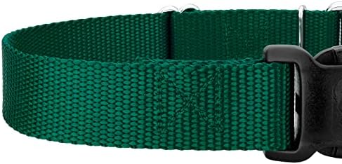 Martingale Dog Collar - Heavy Duty Nylon Adjustable Martingale Dog Collar with Plastic Buckle for Small Medium Large Breeds - 30+ Colors (5/8 Inch, Extra Small, Green)