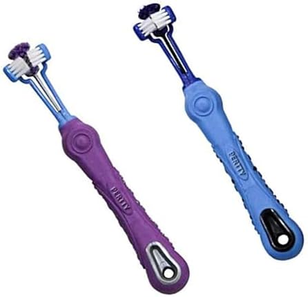 Orgrimmar 2 Pcs 3-Sided Pet Toothbrush Dog Cat Mouth Dental Teeth Care