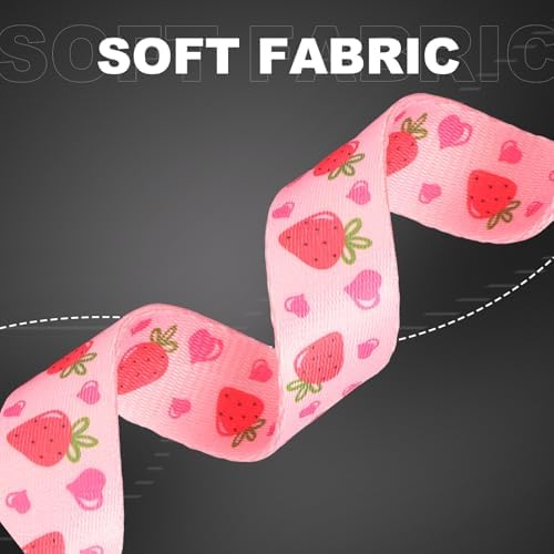 Strawberry Dog Collar for Large Dogs,Nylon Adjustable Dog Collar-Pink L