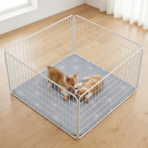 PJYuCien 2 Pack 36"x36" Reusable Playpen Training Pad for Puppies, Gray