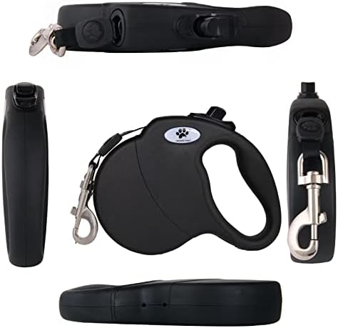 13 ft Retractable Dog Leash for Large Dogs up to 26 lbs,Tangle-Free Nylon Tape,Black Dan S