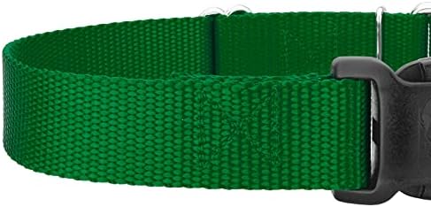 Martingale Dog Collar - Heavy Duty Nylon Adjustable Martingale Dog Collar with Plastic Buckle for Small Medium Large Breeds - 30+ Colors (1 Inch, Large, Christmas Green)