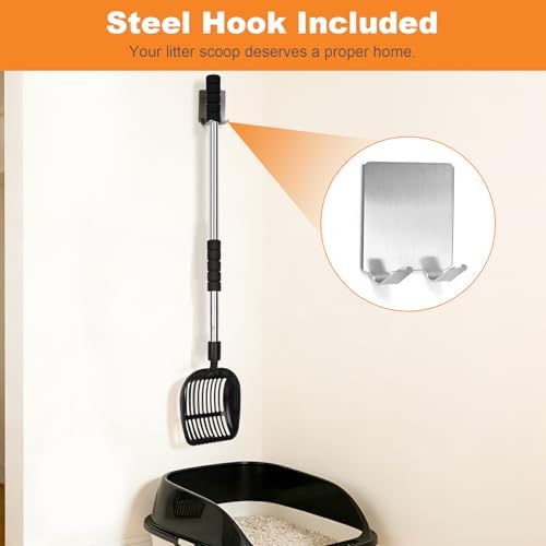 Cat Litter Scoop, Metal Litter Scooper with Detachable Long Handle